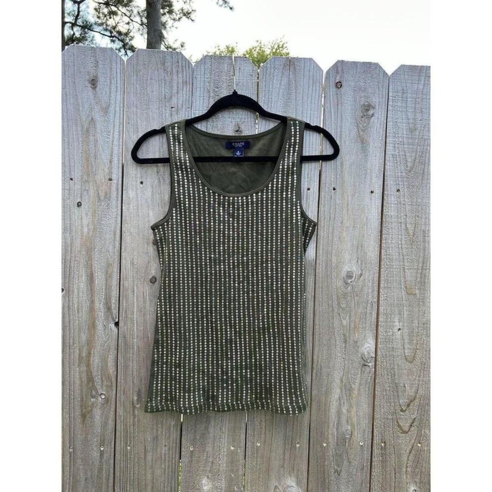 Green sequin tank by‎ chaps size small